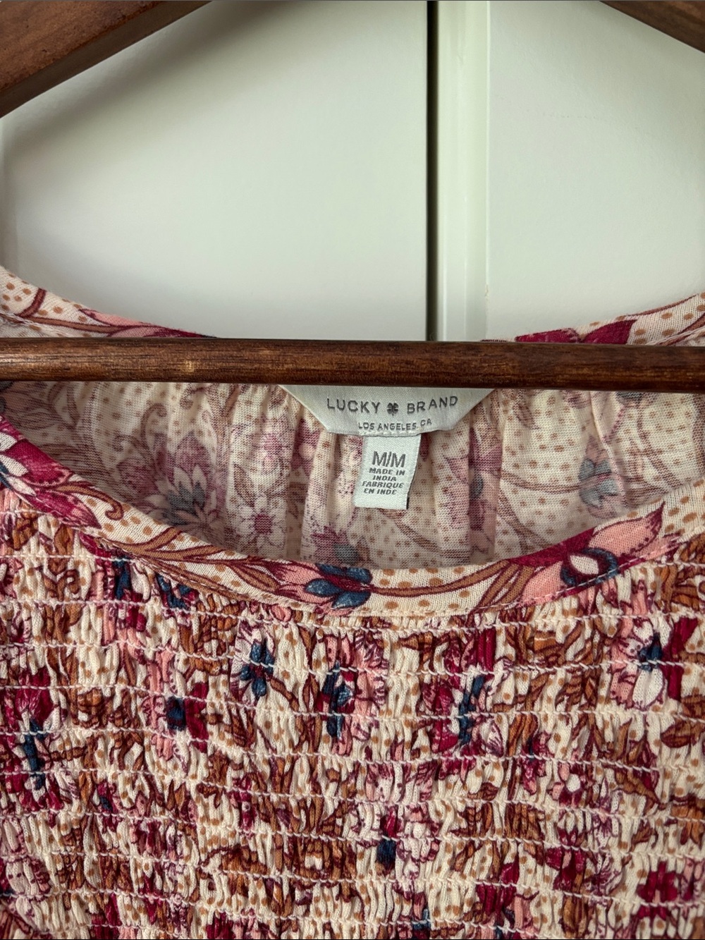 Lucky Brand Women's Floral Smocked Peasant Top - Picture 2 of 5